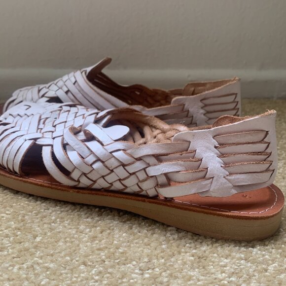 Women Handmade Mexican Huarache Sandal Open Toe White - size 8 - Picture 4 of 4